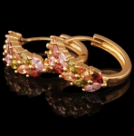 ต่างหูทอง 18k gold filled ประดับเพชร CZ สีหายากหลากสี ของจริงสวยมากค่ะ