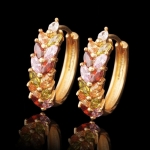 ต่างหูทอง 18k gold filled ประดับเพชร CZ สีหายากหลากสี ของจริงสวยมากค่ะ
