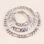 สร้อยคอทองคำขาว 18k white gold filled ลาย 3-1 ดีไซน์ยอดนิยม ขนาด 600x10 มิลลิเมตร