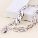 สร้อยคอทองคำขาว 18k white gold filled ลาย 3-1 ดีไซน์ยอดนิยม ขนาด 600x10 มิลลิเมตร