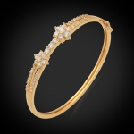 กำไลข้อมือทองคำ 18k gold filled ประดับเพชร CZ ดีไซน์ดอกไม้คู่ สวยมากค่ะ