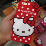 เคสไอโฟน 6 ซิลิโคน คิตตี้ลายจุด สีแดง