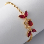 สร้อยข้อมือทอง 18k gold filled ประดับเพชร CZ สีทับทิมเปล่งประกาย สวยมากๆ ค่ะ