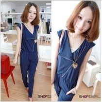 EW5801001 Jumsuit ทรงกางเกงฮาเล็ม ซิปเฉียงสีน้ำเงินเข้ม EW5801001 Jumsuit ทรงกางเกงฮาเล็ม ซิปเฉียงสีน้ำเงินเข้ม