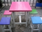 โต๊ะไม้ 60*60(หัวโล้น4ตัว)ทำสีสรรสดใส