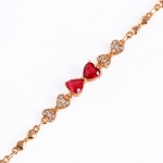 สร้อยข้อมือทองสีชมพู 18k Rose Gold Filled ประดับเพชร CZ ดีไซน์รูปโบว์สีแดงทับทิม น่ารักมากๆ ค่ะ