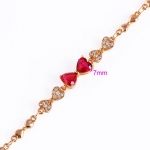 สร้อยข้อมือทองสีชมพู 18k Rose Gold Filled ประดับเพชร CZ ดีไซน์รูปโบว์สีแดงทับทิม น่ารักมากๆ ค่ะ