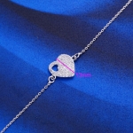 สร้อยข้อมือทองคำขาว 18k white gold filled ดีไซน์หัวใจประดับเพชร สวย น่ารักมากๆ ค่ะ