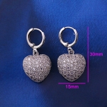 ต่างหูทองคำขาว 18k white gold filled ดีไซน์หัวใจแบบสามมิติ ประดับเพชร CZ หรูมากค่ะ