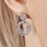 ต่างหูทองคำขาว 18k white gold filled ประดับเพชร CZ เกดรพรีเมี่ยม ดีไซน์หรู