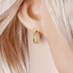 ต่างหูทอง 18k gold filled ประดับเพชร CZ แบบสองแถวเรียง ดีไซน์เรียบหรู