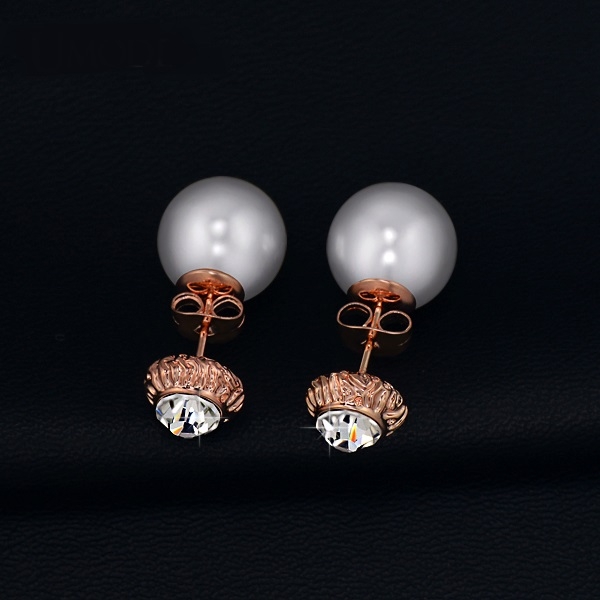 ต่างหูทองคำสีชมพู 18k pink gold plated ประดับคริสตัล ดีไซน์ทันสมัย สามารถเลือกปร ต่างหูทองคำสีชมพู 18k pink gold plated ประดับคริสตัล ดีไซน์ทันสมัย สามารถเลือกปร