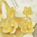 ต่างหูทอง 18k gold filled ดีไซน์ดอกไม้สวยหรู