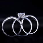 ชุดแหวน 3 วง ทองคำขาว 18k white gold ประดับเพชร CZ เกรดพรีเมี่ยม ดีไซน์มงกุฎเจ้าหญิง