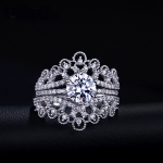ชุดแหวน 3 วง ทองคำขาว 18k white gold ประดับเพชร CZ เกรดพรีเมี่ยม ดีไซน์มงกุฎเจ้าหญิง