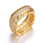 แหวนทอง 18k gold plated ประดับเพชร CZ ดีไซน์สุดหรู ใส่ได้ทั้งผู้หญิงและผู้ชายค่ะ