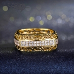 แหวนทอง 18k gold plated ประดับเพชร CZ ดีไซน์สุดหรู ใส่ได้ทั้งผู้หญิงและผู้ชายค่ะ