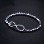 สร้อยข้อมือทองคำขาว 18k gold plated ประดับเพชร CZ ดีไซน์ forever love แบบกำไลยืดได้