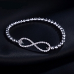 สร้อยข้อมือทองคำขาว 18k gold plated ประดับเพชร CZ ดีไซน์ forever love แบบกำไลยืดได้
