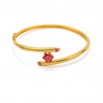 กำไลข้อมือทองคำ 18k gold filled ประดับทับทิมสังเคราะห์ดีไซน์ดอกไม้ สวยหรูมากค่ะ