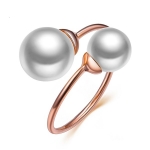 แหวนทองพิ้งโกล์ว 18k pink gold plated ประดับหัวแหวนด้วยมุกสังเคราะห์ ดีไซน์พิเศษทันสมัย ยอดนิยม