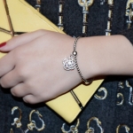 กำไลทองคำขาว 18k white gold plated ประดับจี้เพชร CZ ดีไซน์ดอกกุหลาบ น่ารักมากค่ะ