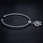 กำไลทองคำขาว 18k white gold plated ประดับจี้เพชร CZ ดีไซน์ดอกกุหลาบ น่ารักมากค่ะ