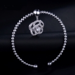 กำไลทองคำขาว 18k white gold plated ประดับจี้เพชร CZ ดีไซน์ดอกกุหลาบ น่ารักมากค่ะ