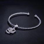 กำไลทองคำขาว 18k white gold plated ประดับจี้เพชร CZ ดีไซน์ดอกกุหลาบ น่ารักมากค่ะ
