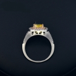 แหวนทองคำขาว 18k white gold plated ประดับเพชร CZ สีเหลืองบุษราคัม ดีไซน์สุดหรู
