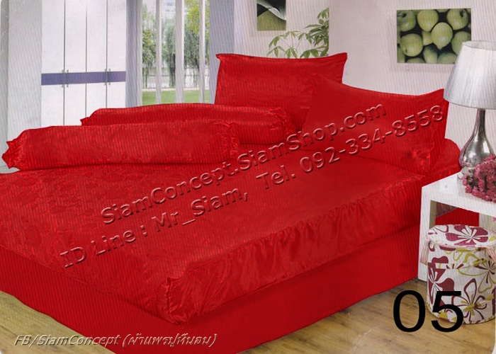 ผ้าแพรปูที่นอน ขนาด 5 ฟุต ( P-505 สีแดง )
