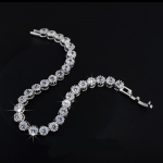 สร้อยข้อมือทองคำขาว 18k gold plated ประดับเพชร CZ เกรดพรีเมี่ยมตลอดเส้น สวยหรูมากค่ะ