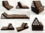 Foldout Triangle Thai Cushion, 15 Hole 3 Fold Kapok100%, Brown/Burgundy