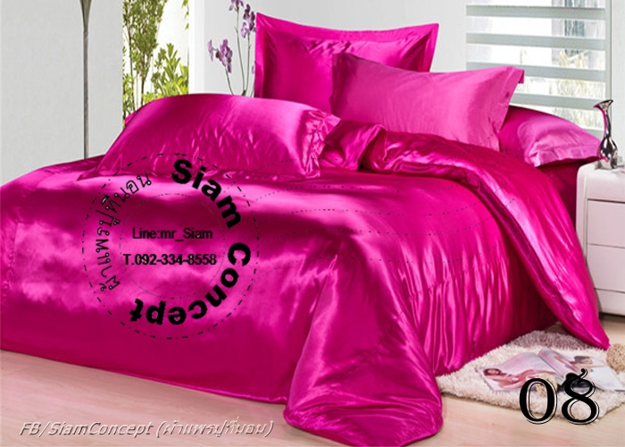 ผ้าซาตินปูที่นอน 6 ฟุต (SB 608 สี Rose Red)