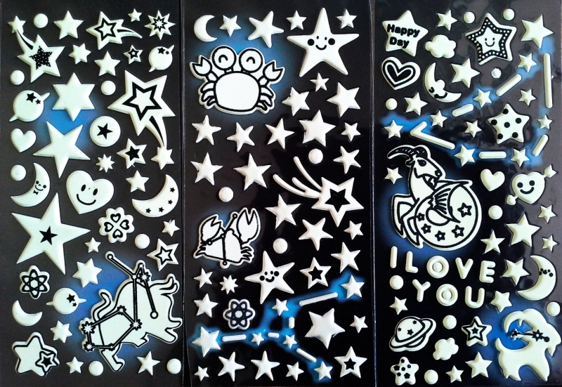 3 PCS.GLOWING IN THE DARK 9.5*14.5 CM #3 3 PCS.GLOWING IN THE DARK 9.5*14.5 CM #3