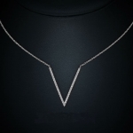 สร้อยคอทองคำขาว 18k gold plated พร้อมจี้ในตัวประดับเพชร CZ ดีไซน์สวยเก๋