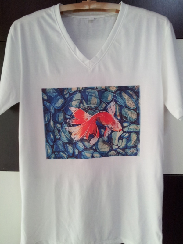 เสื้อยือ TC สีขาว  สกรีนภาพถ่าย