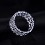 แหวนทองคำขาว 18k white gold plated ประดับเพชร CZ เกรดพรีเมี่ยมเปล่งประกาย ดีไซน์สวยหรู