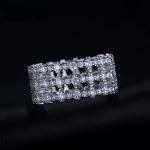แหวนทองคำขาว 18k white gold plated ประดับเพชร CZ เกรดพรีเมี่ยมเปล่งประกาย ดีไซน์สวยหรู