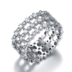 แหวนทองคำขาว 18k white gold plated ประดับเพชร CZ เกรดพรีเมี่ยมเปล่งประกาย ดีไซน์สวยหรู
