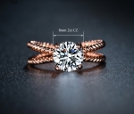 แหวนทองพิ้งค์โกล์ว 18k Pink Gold Plated ประดับเพชร CZ เปล่งประกาย ไซส์ 6.5