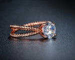 แหวนทองพิ้งค์โกล์ว 18k Pink Gold Plated ประดับเพชร CZ เปล่งประกาย ไซส์ 6.5