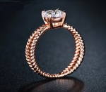 แหวนทองพิ้งค์โกล์ว 18k Pink Gold Plated ประดับเพชร CZ เปล่งประกาย ไซส์ 6.5