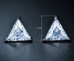 ต่างหูทองคำขาว 18k white gold plated ประดับเพชร CZ เจียรไนเหลี่ยม ดีไซน์ยอดนิยม