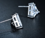 ต่างหูทองคำขาว 18k white gold plated ประดับเพชร CZ เจียรไนเหลี่ยม ดีไซน์ยอดนิยม