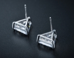 ต่างหูทองคำขาว 18k white gold plated ประดับเพชร CZ เจียรไนเหลี่ยม ดีไซน์ยอดนิยม