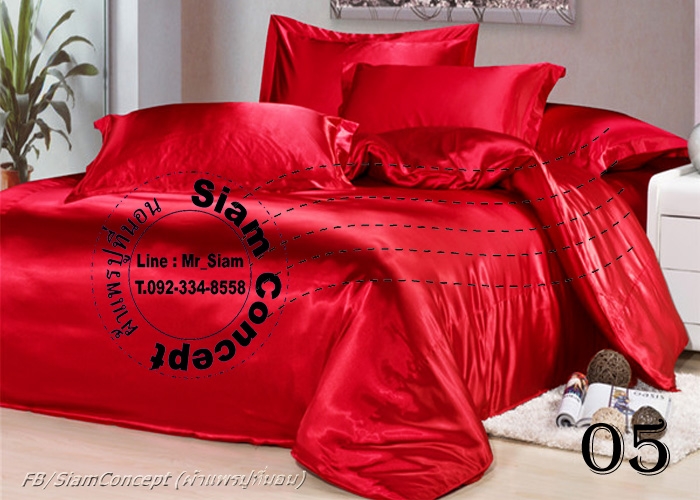 ผ้าซาตินปูที่นอน 6 ฟุต (SB 605 สีแดง)