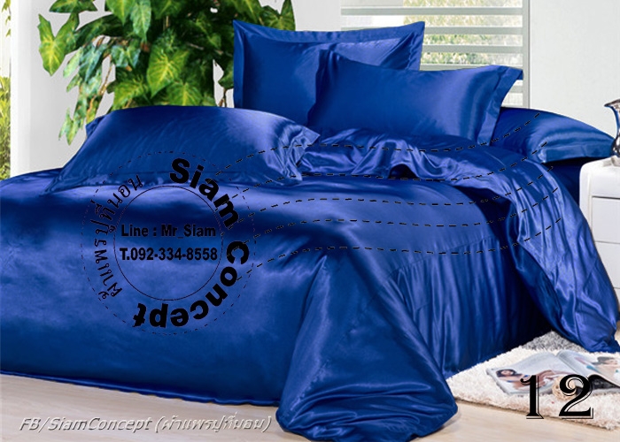 ผ้าซาตินปูที่นอน 6 ฟุต (SB 612 สี Blue)