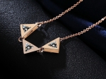 สร้อยคอทองพิ้งโกล์ว 18k Rose Gold Plated พร้อมจี้เพชร CZ ในตัว ดีไซน์สวยมากๆ ค่ะ