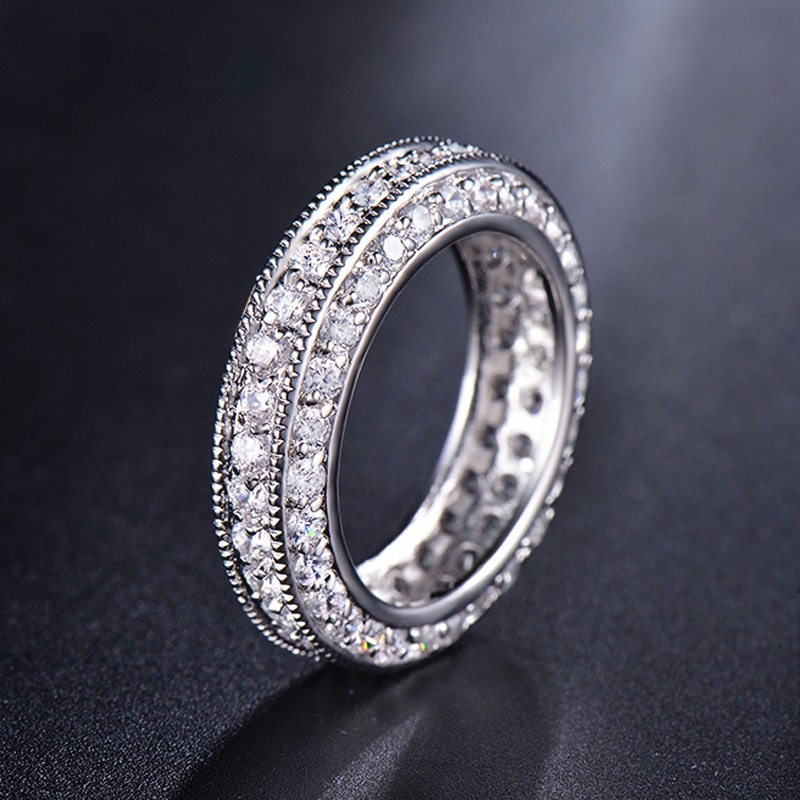 แหวนทองคำขาว 18k white gold plated ประดับเพชร CZ เกรดพรีเมี่ยม ดีไซน์สุดหรู